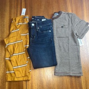 NWT 3 piece bundle slim jeans, 2 earth tone shirts,  size 6